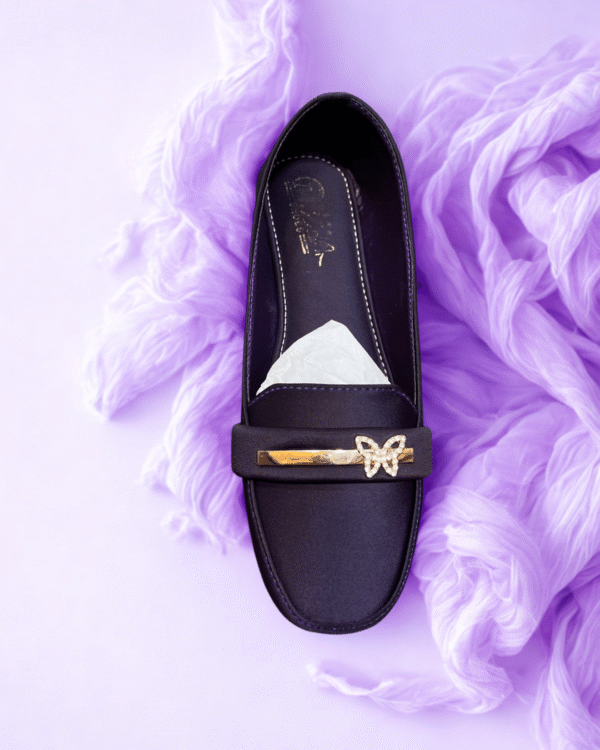 women’s loafer shoes – elegant flats with butterfly embellishment for daily & party wear