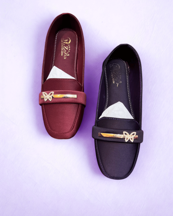 women’s loafer shoes – elegant flats with butterfly embellishment for daily & party wear